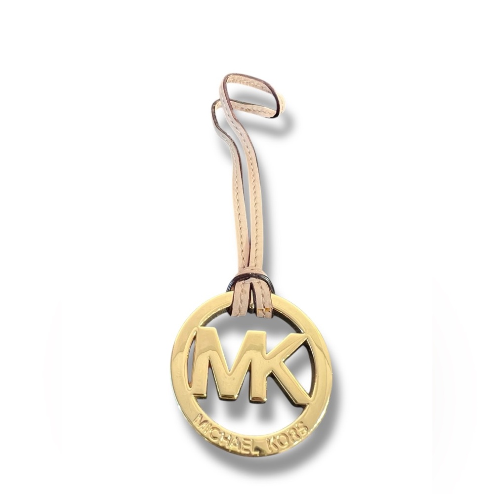 Michael Kors MK Logo Gold Charm Buckle w/Cream Strap Hang Tag